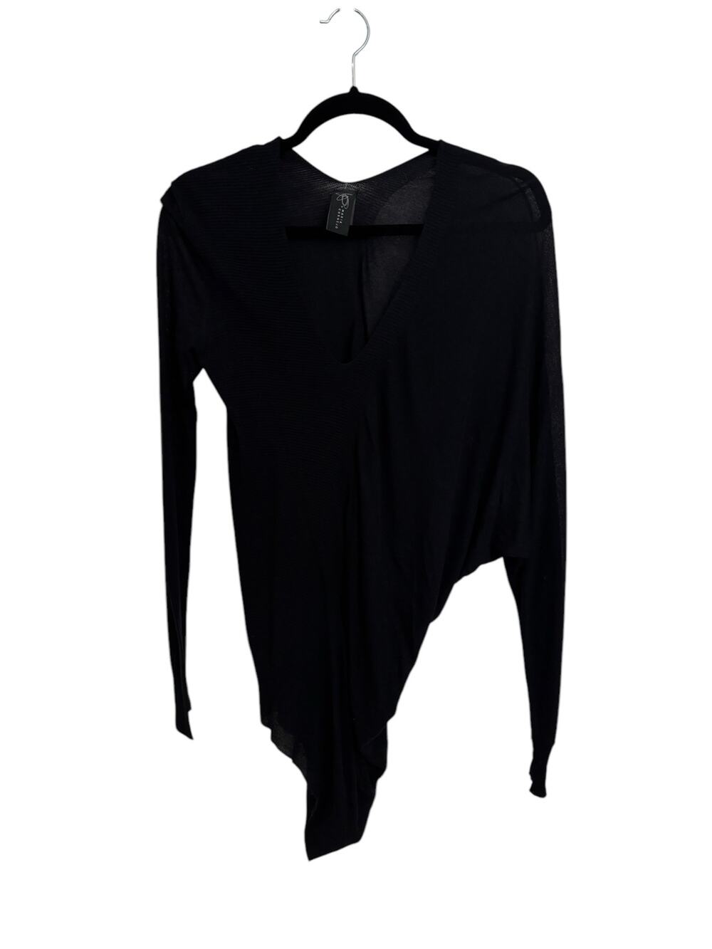 Zero + Maria Cornejo Sweater Womens XS Black Alpaca Blend Asymmetrical Thin Knit